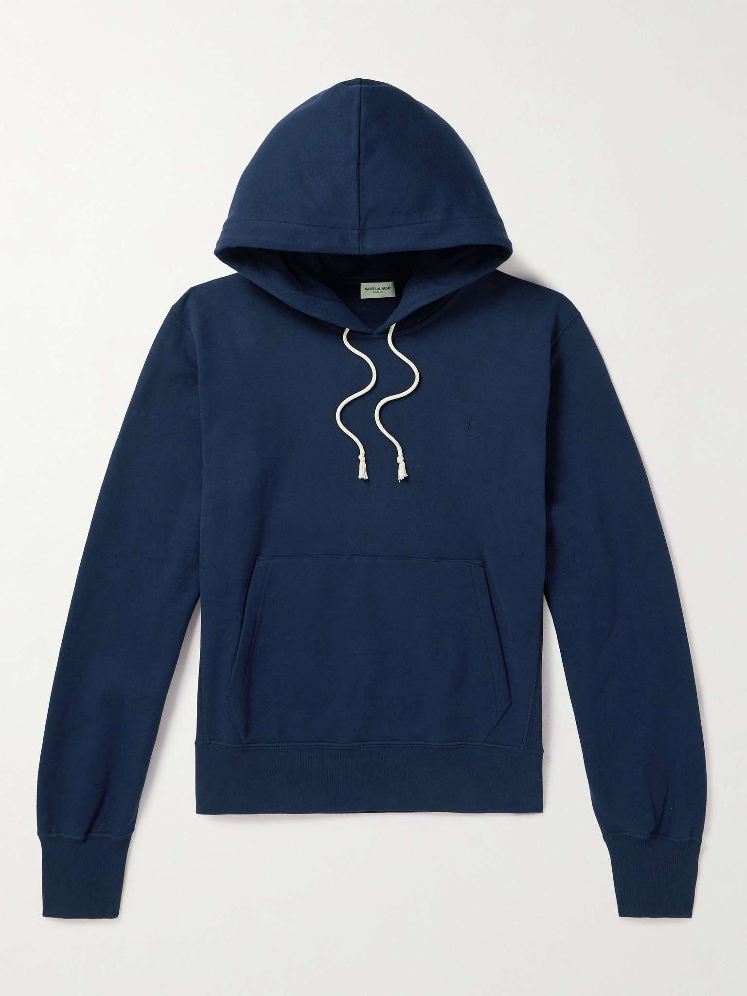 SAINT LAURENT Logo-Embroidered Cotton-Jersey Hoodie | REVERSIBLE