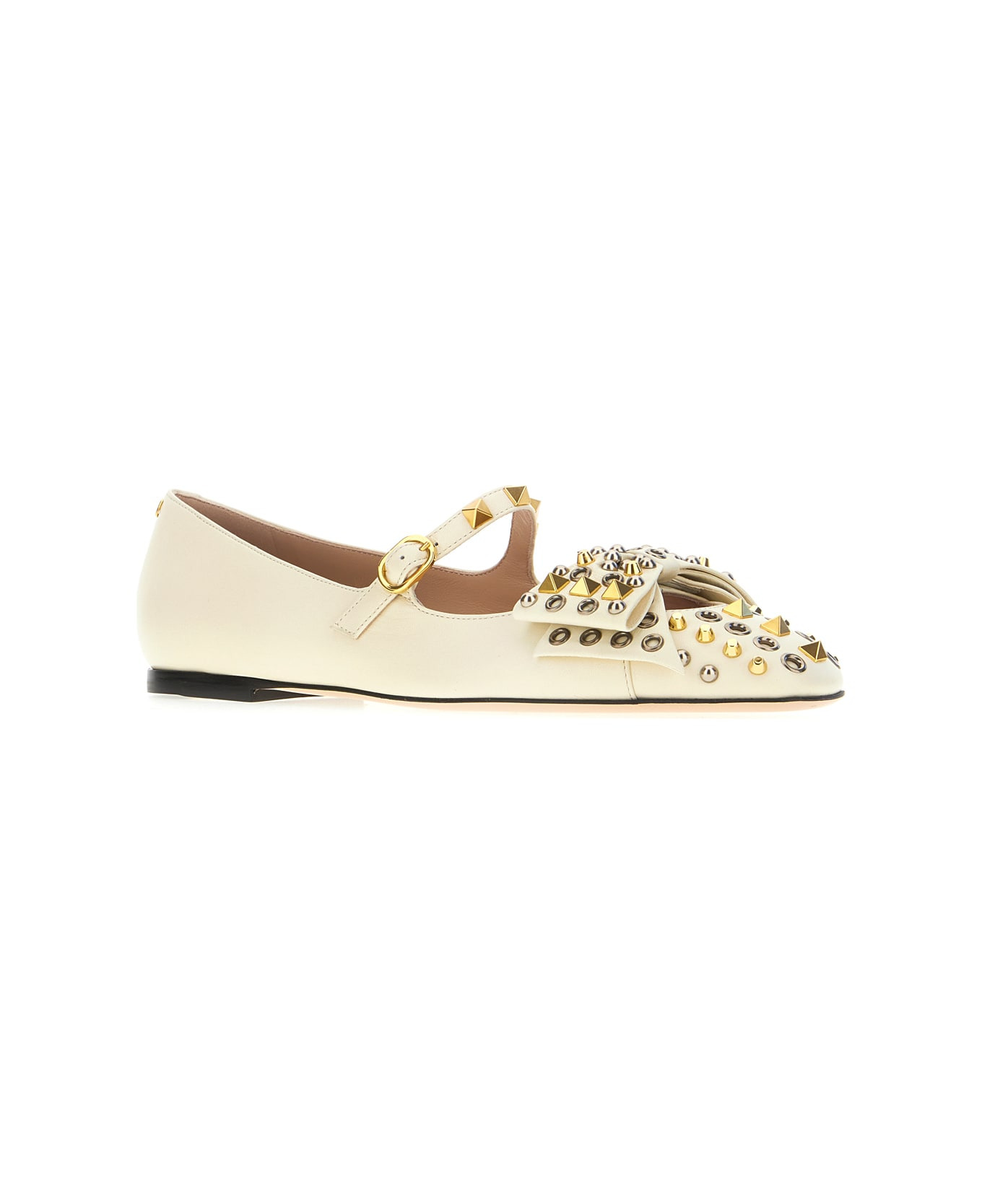 Ivory Leather Ballerinas - 2