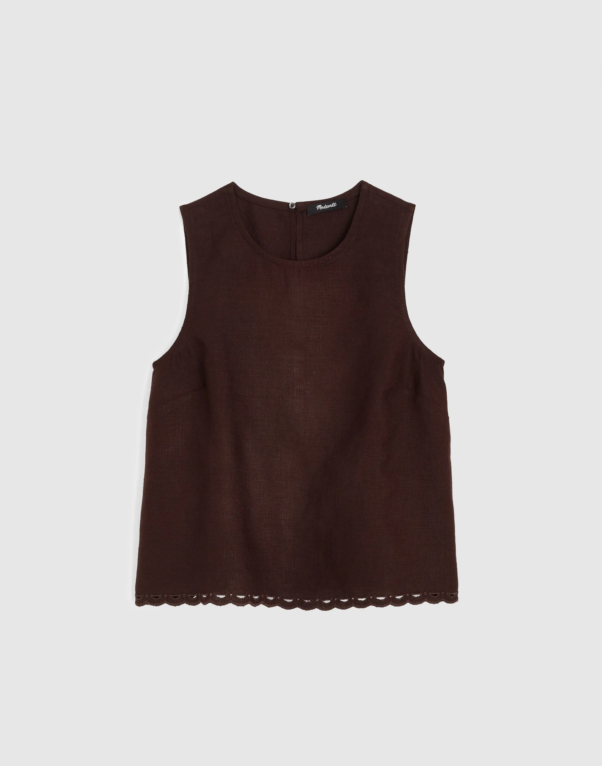 Lace-Trim Shell Top in 100% Linen - 1