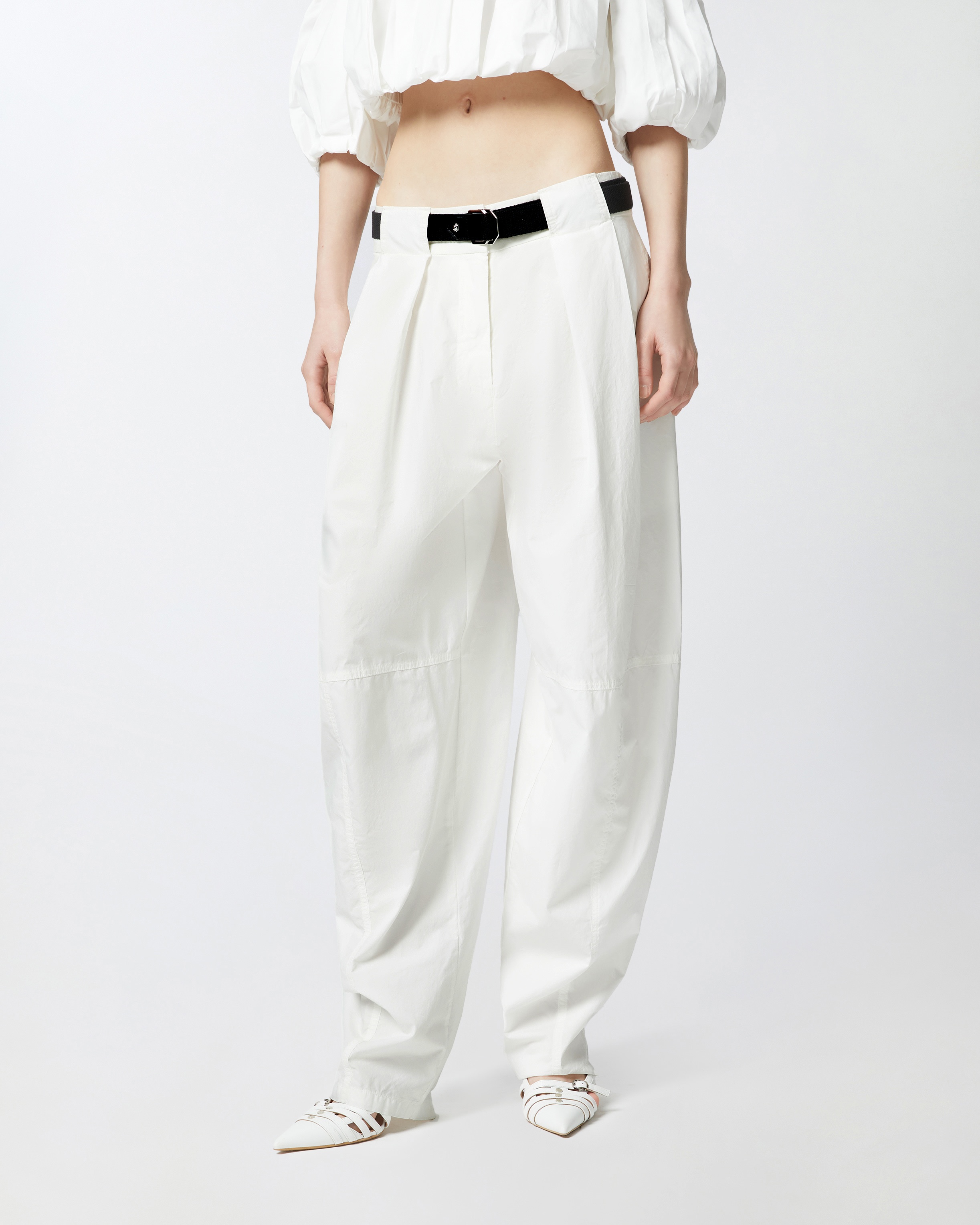 WIDE COTTON TROUSERS WITH BELT - 3