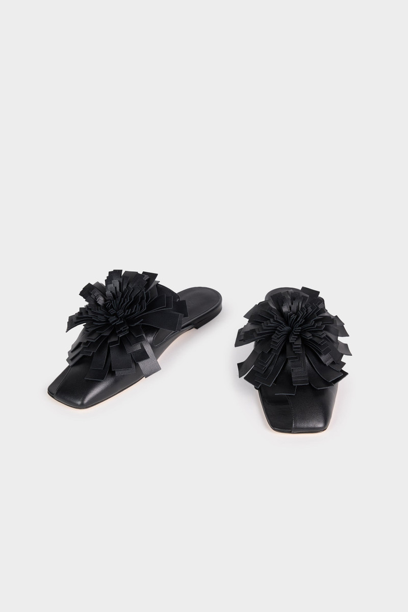 TIM OPEN TOE SHOES WITH POM-POMS BLACK 3