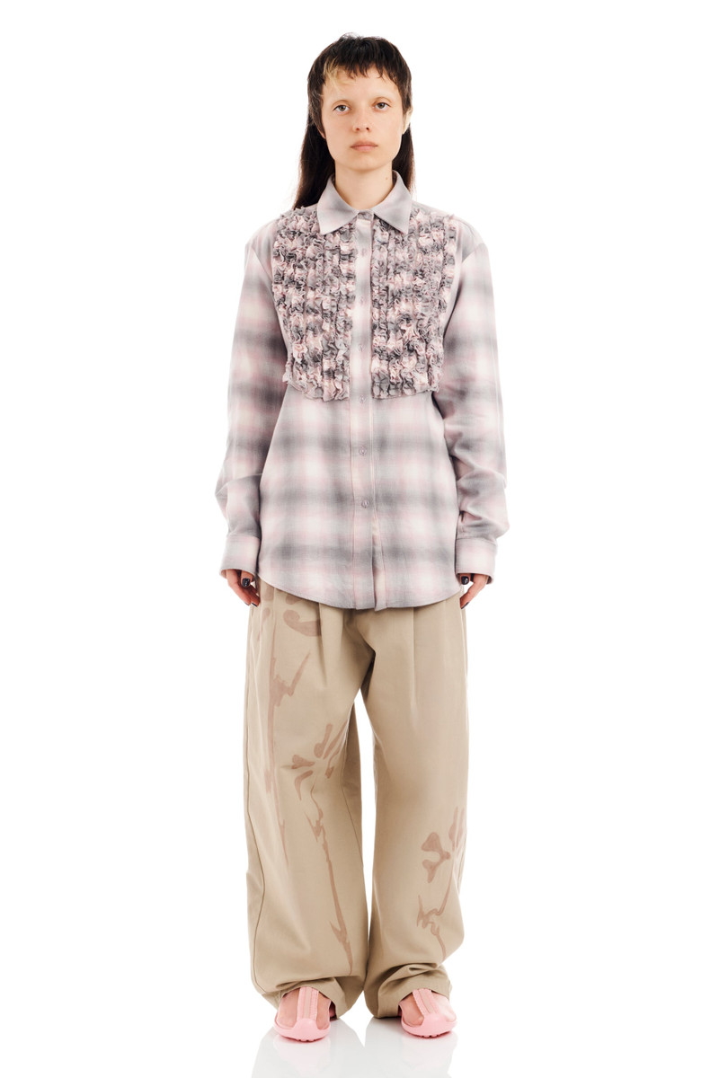 Collina Strada LAVENDER PLAID TUXEDO BUTTON UP outlook