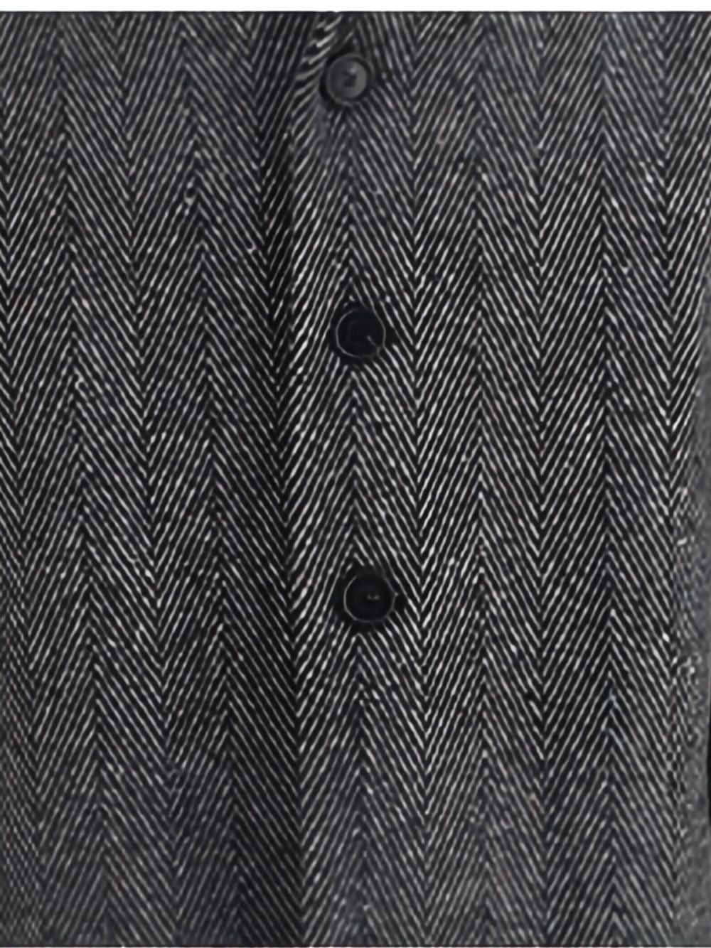 HERRINGBONE-PATTERN NOTCHED-LAPEL COAT - 3