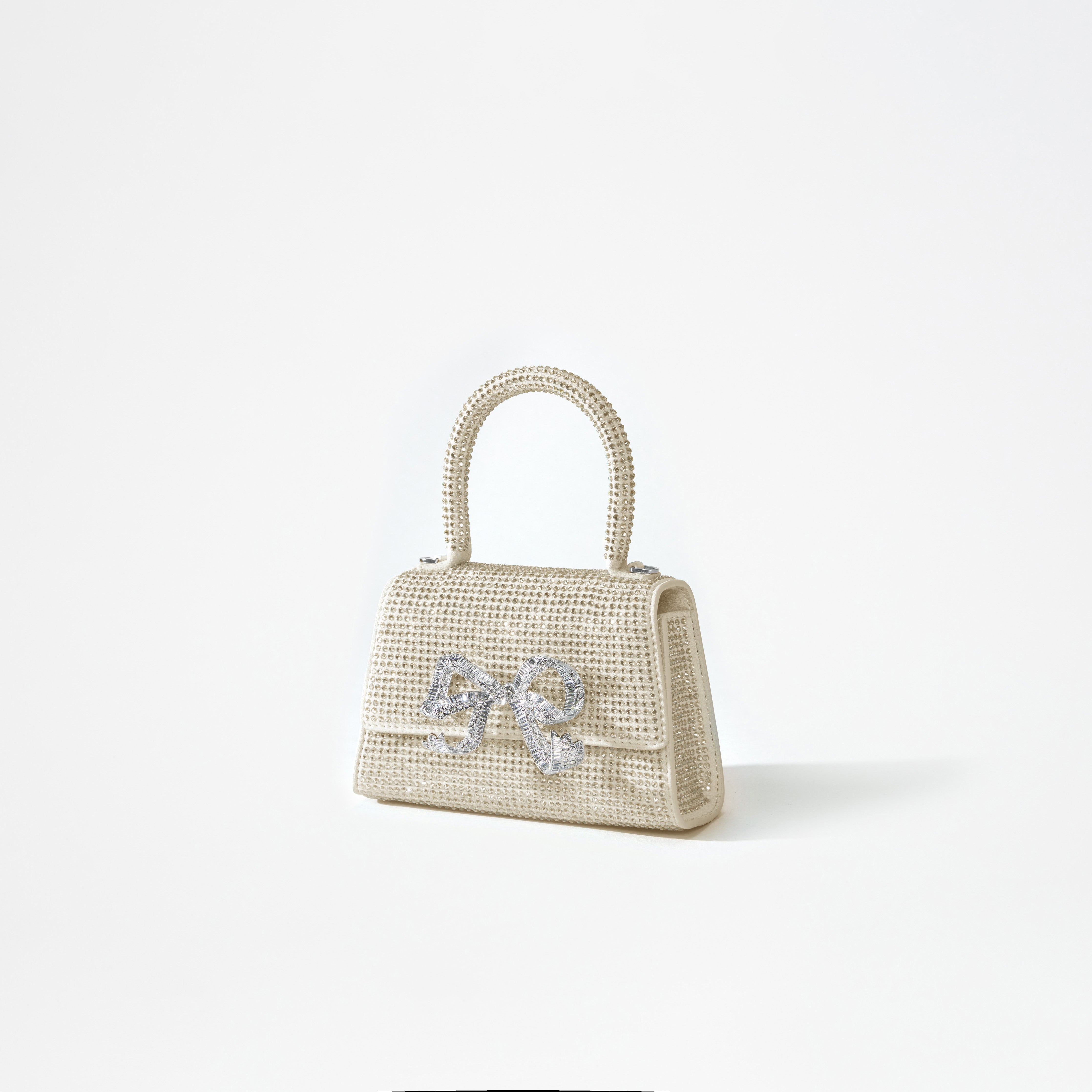 Cream Rhinestone Bow Micro Bag - 2