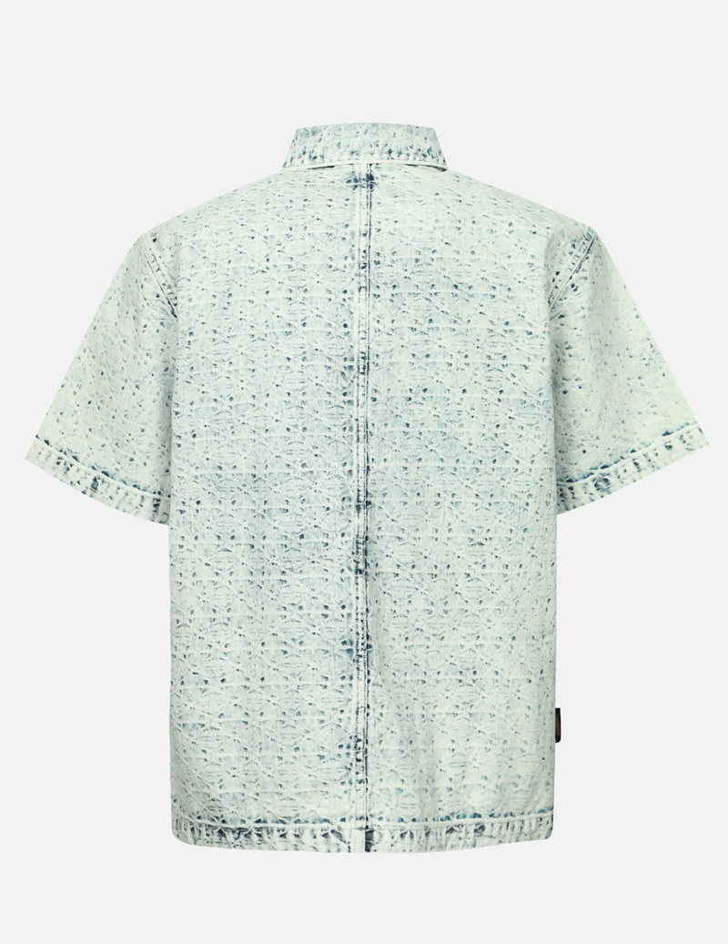 WASHED ALLOVER KAMON JACQUARD AND SEAGULL EMBROIDERY BOXY DENIM SHIRT 2