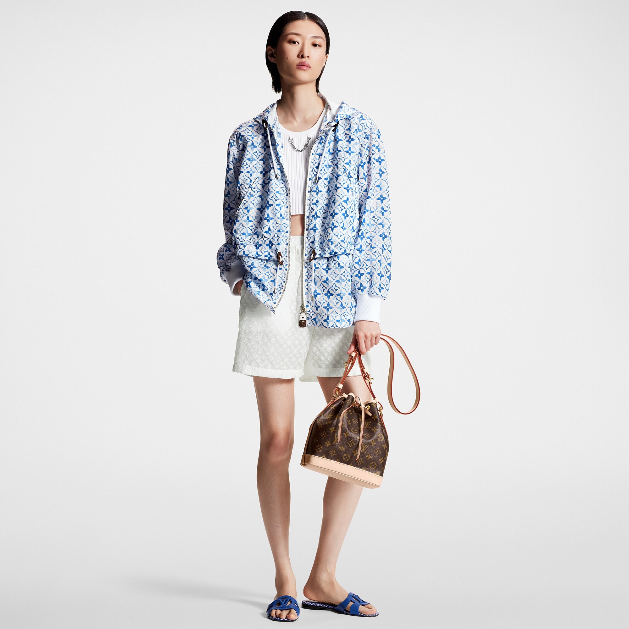 Monogram Flower Tile Short Parka - 2