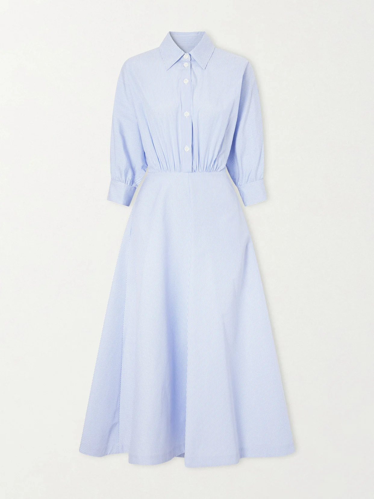 Striped Cotton-poplin Midi Dress - 1
