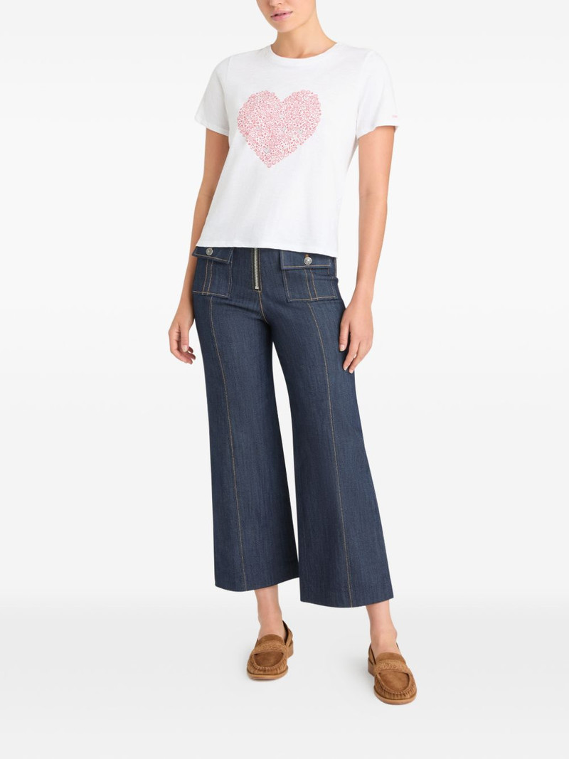 Cinq à Sept rhinestone-embellished heart-print T-shirt outlook