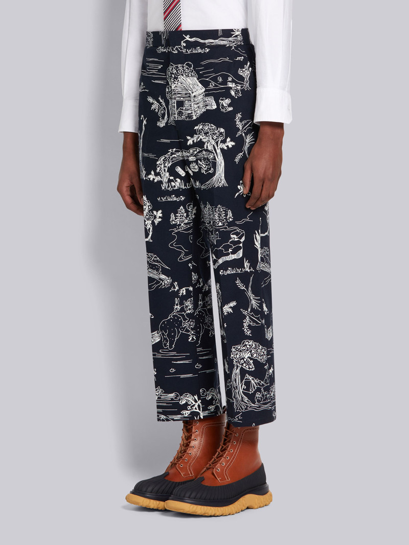 Thom Browne Navy Bear Camp Cotton Toile Unconstructed Straight Leg Chino Trouser outlook