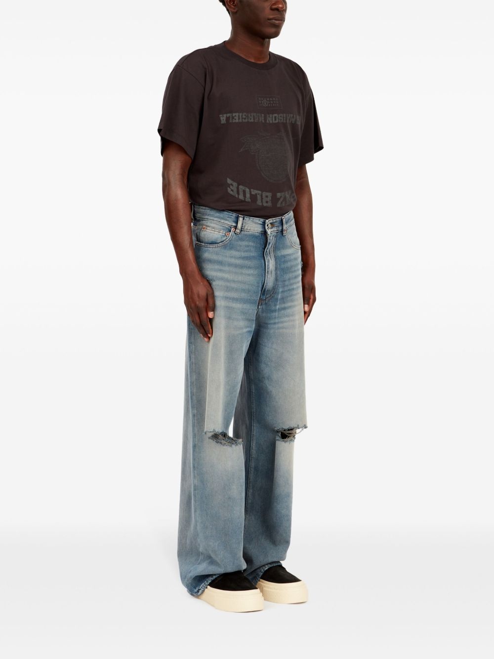 ripped wide-leg jeans - 3