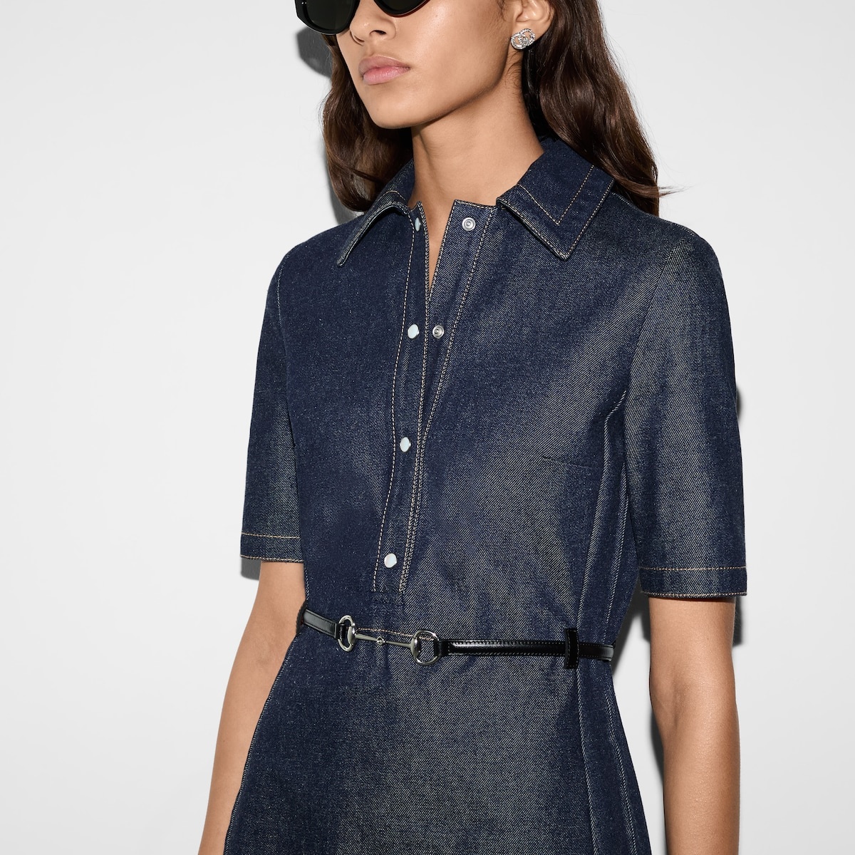Denim mini dress with Horsebit - 4