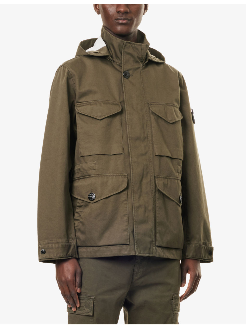 Drawstring-Hood Regular-Fit Cotton Jacket - 3
