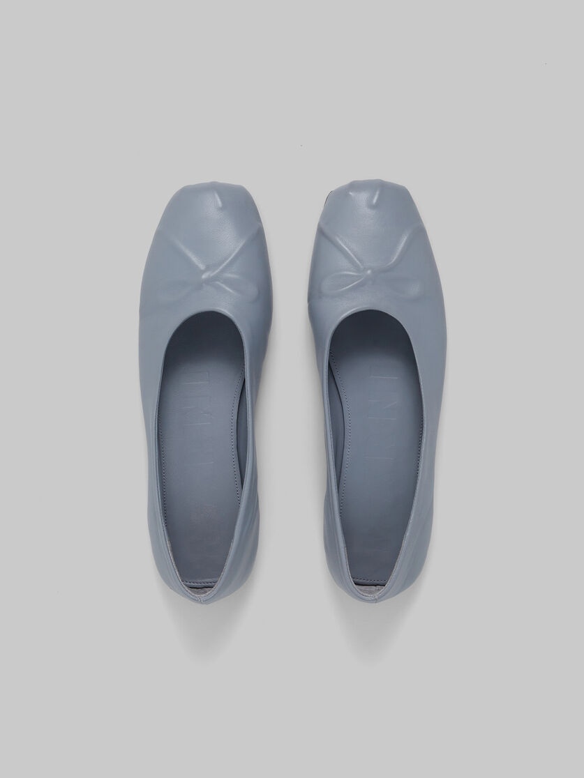 GREY NAPPA LEATHER SEAMLESS LITTLE BOW BALLET FLAT - 4