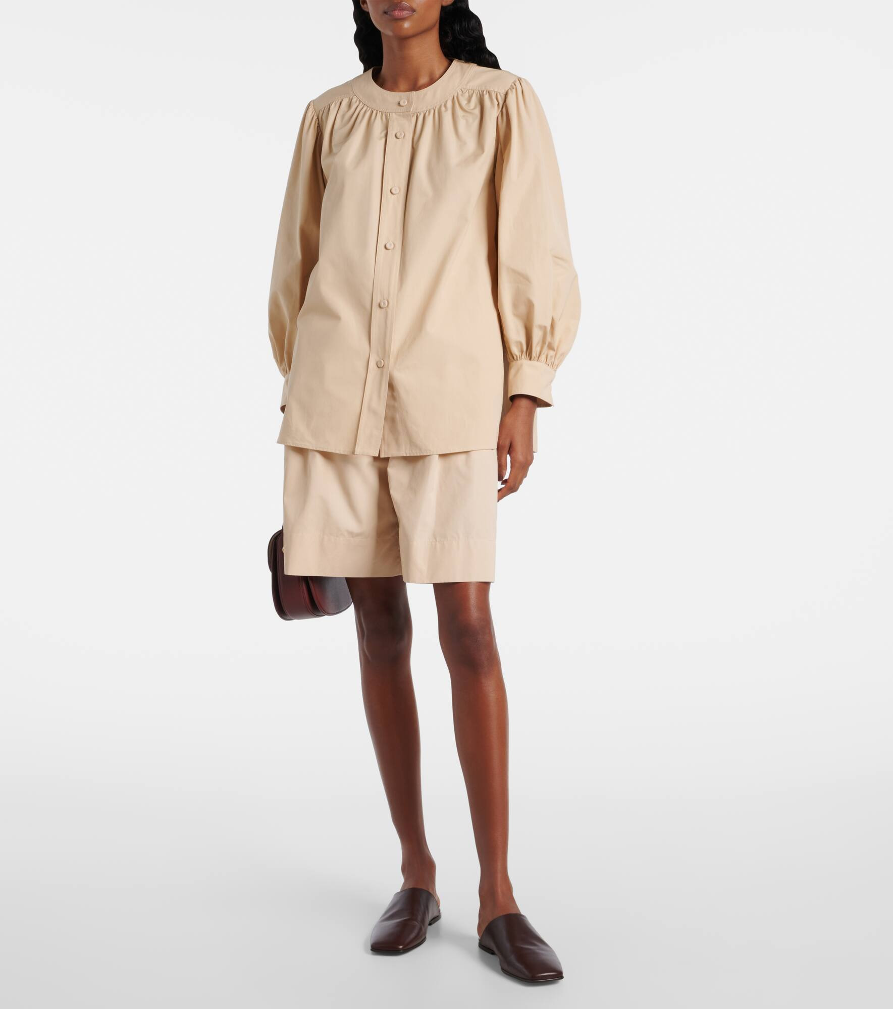 Dorin cotton satin Bermuda shorts - 2