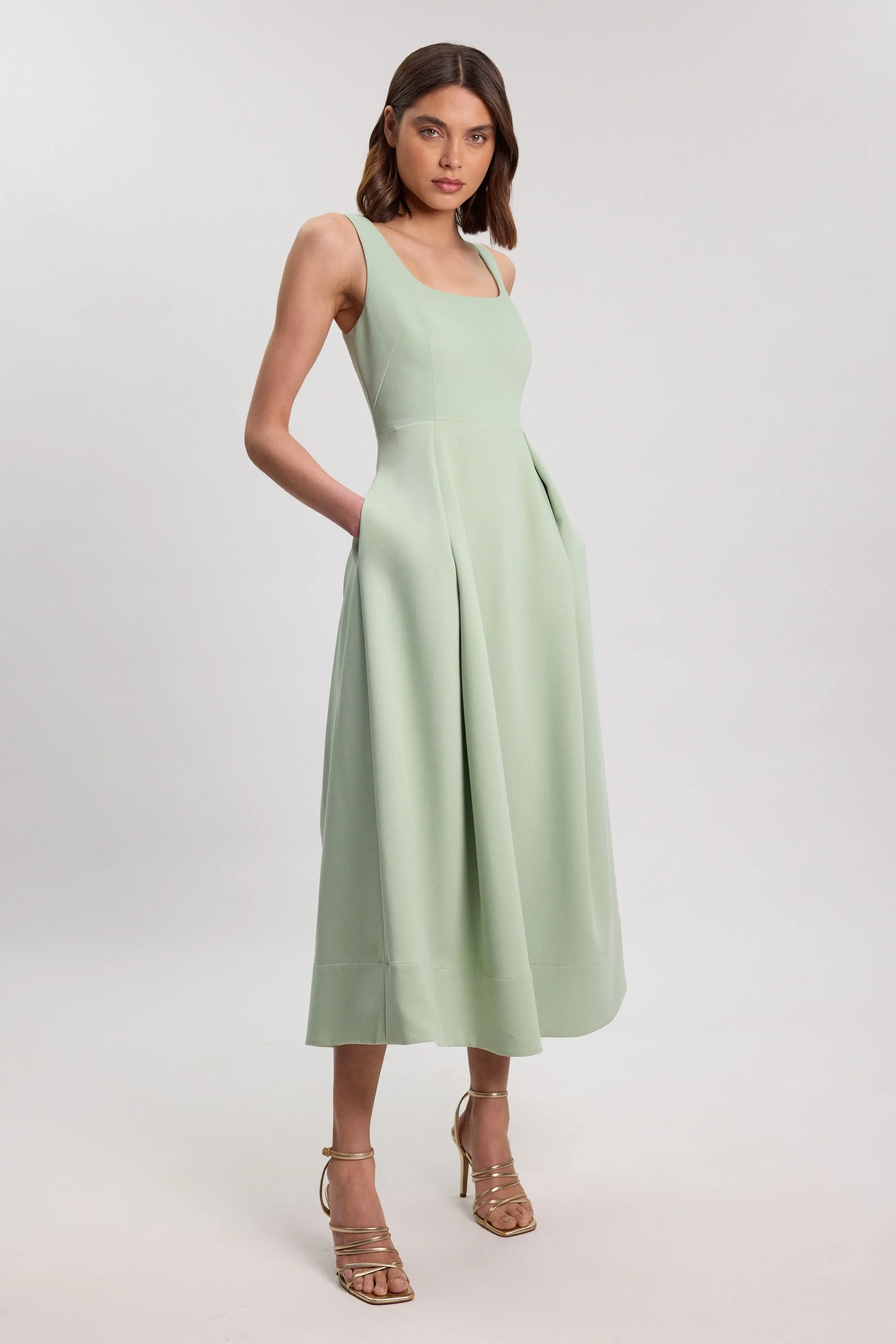 Tailored Full Skirt Midi Dress - 1
