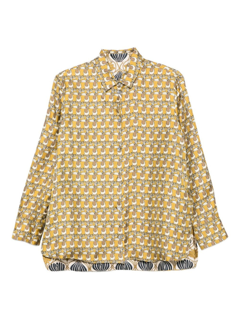 printed button-down silk shirt 1