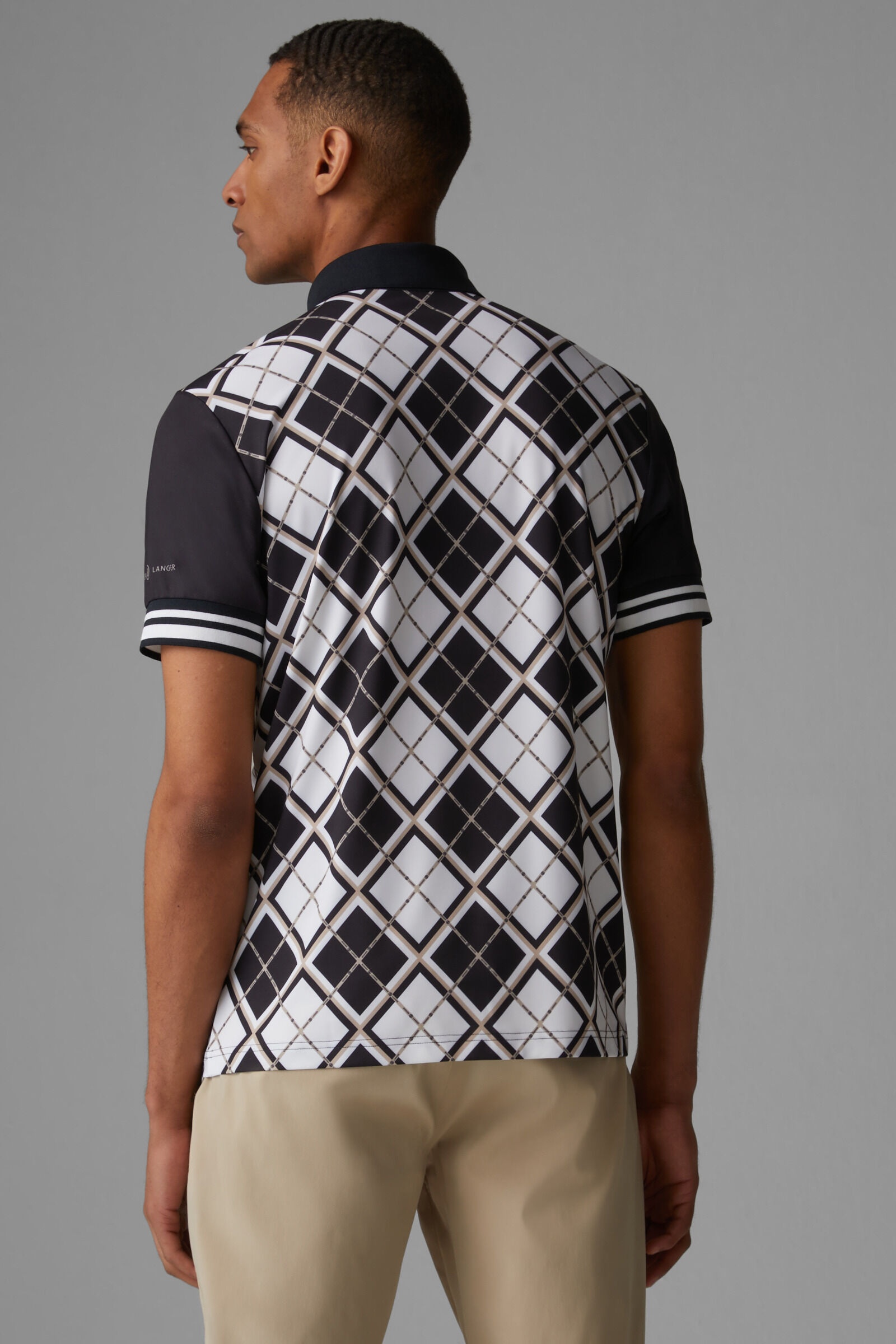 Richard Functional polo shirt in Black/White/Beige - 3