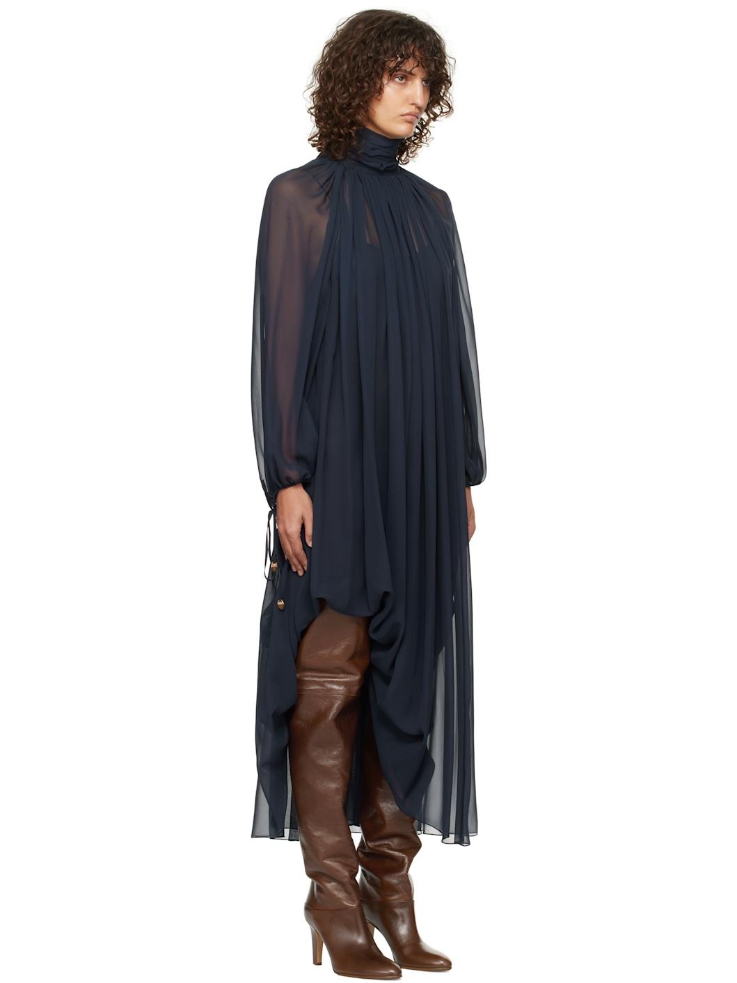 Navy Gathered Maxi Dress - 2