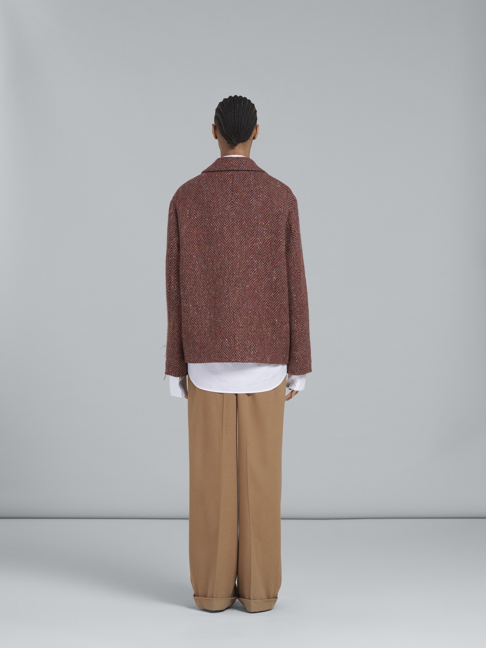 BURGUNDY WOOL CHEVRON JACKET - 3