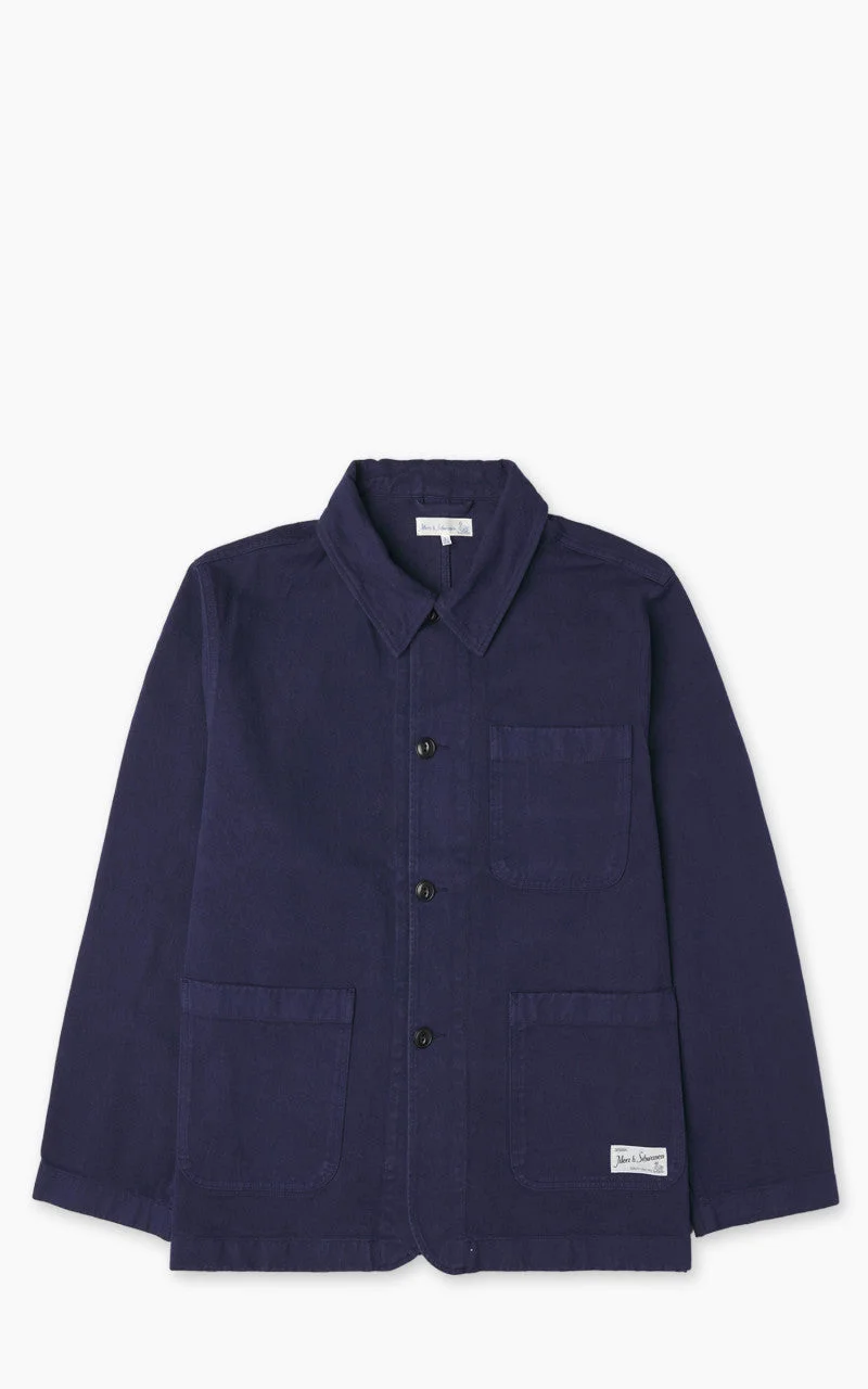 MERZ B. SCHWANEN JKT05 BROKEN TWILL JACKET INK BLUE - 1