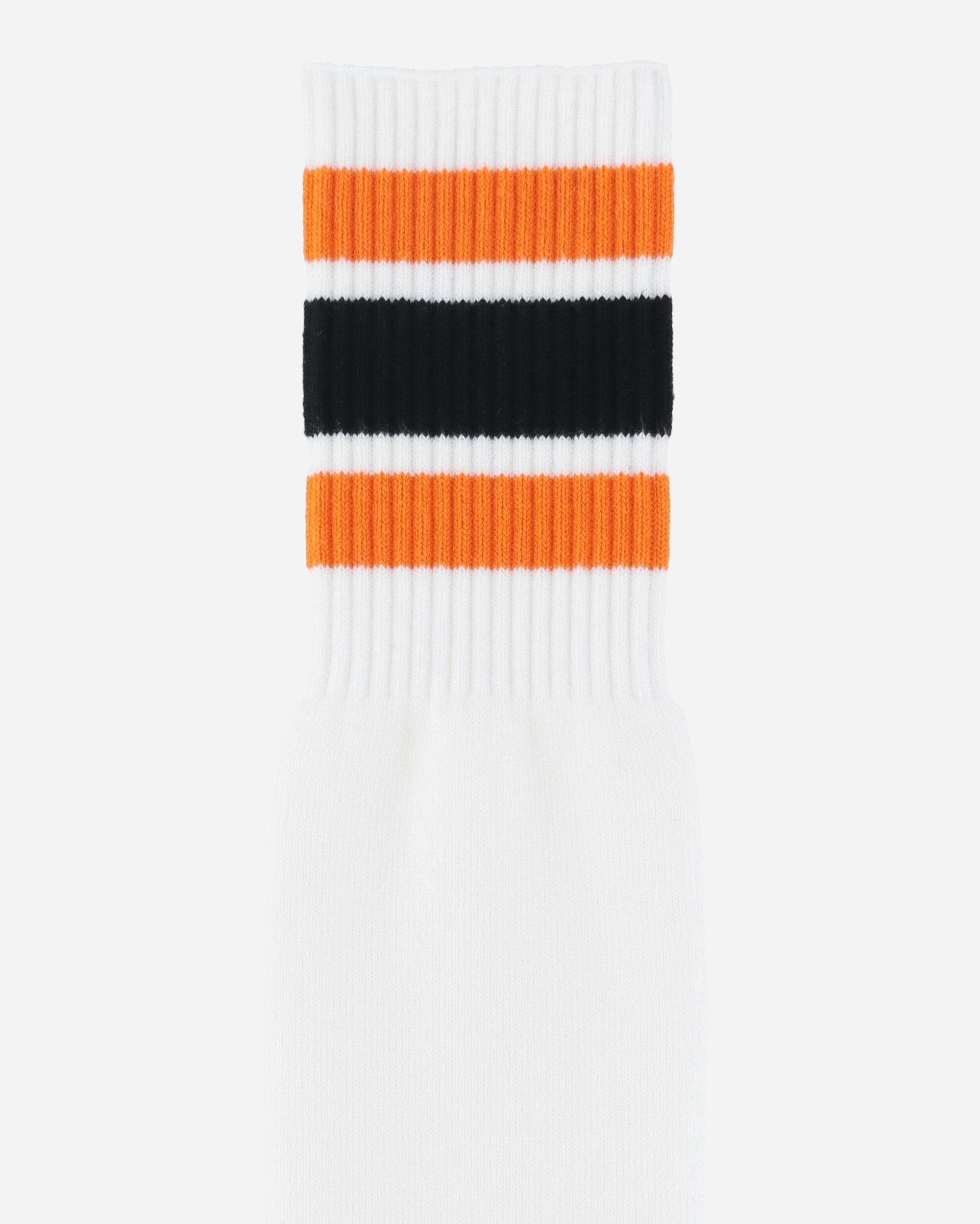 144 Yarns Happy Heel Embroidered Skaters Knee-High Socks White / Orange - 3