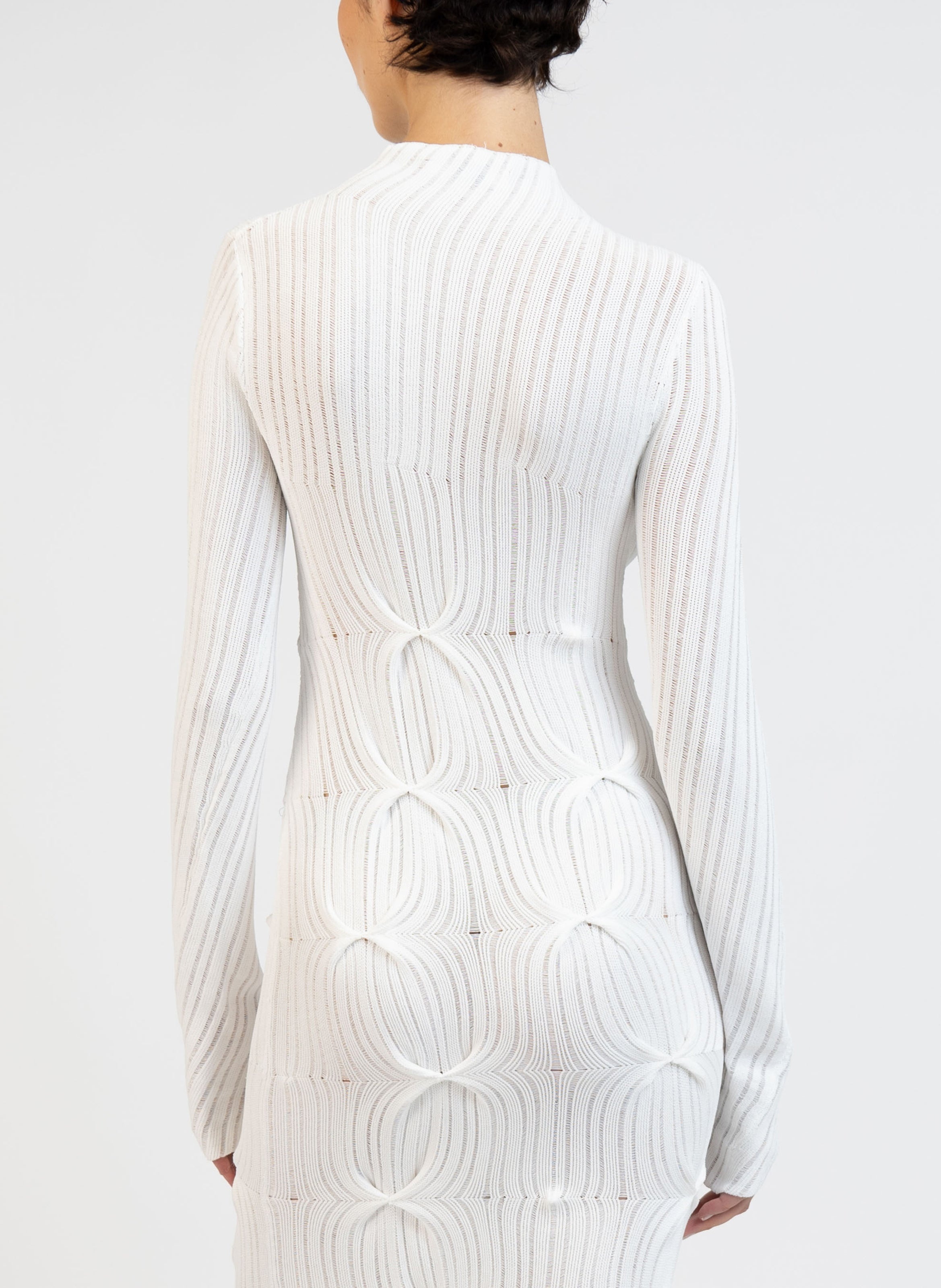 Knit Turtleneck Dress/White - 2