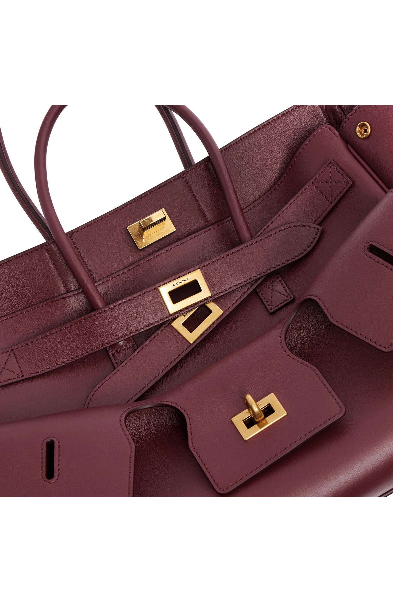 Balenciaga Small Bel Air Leather Tote in 6034 Dark Burgundy at Nordstrom - 9