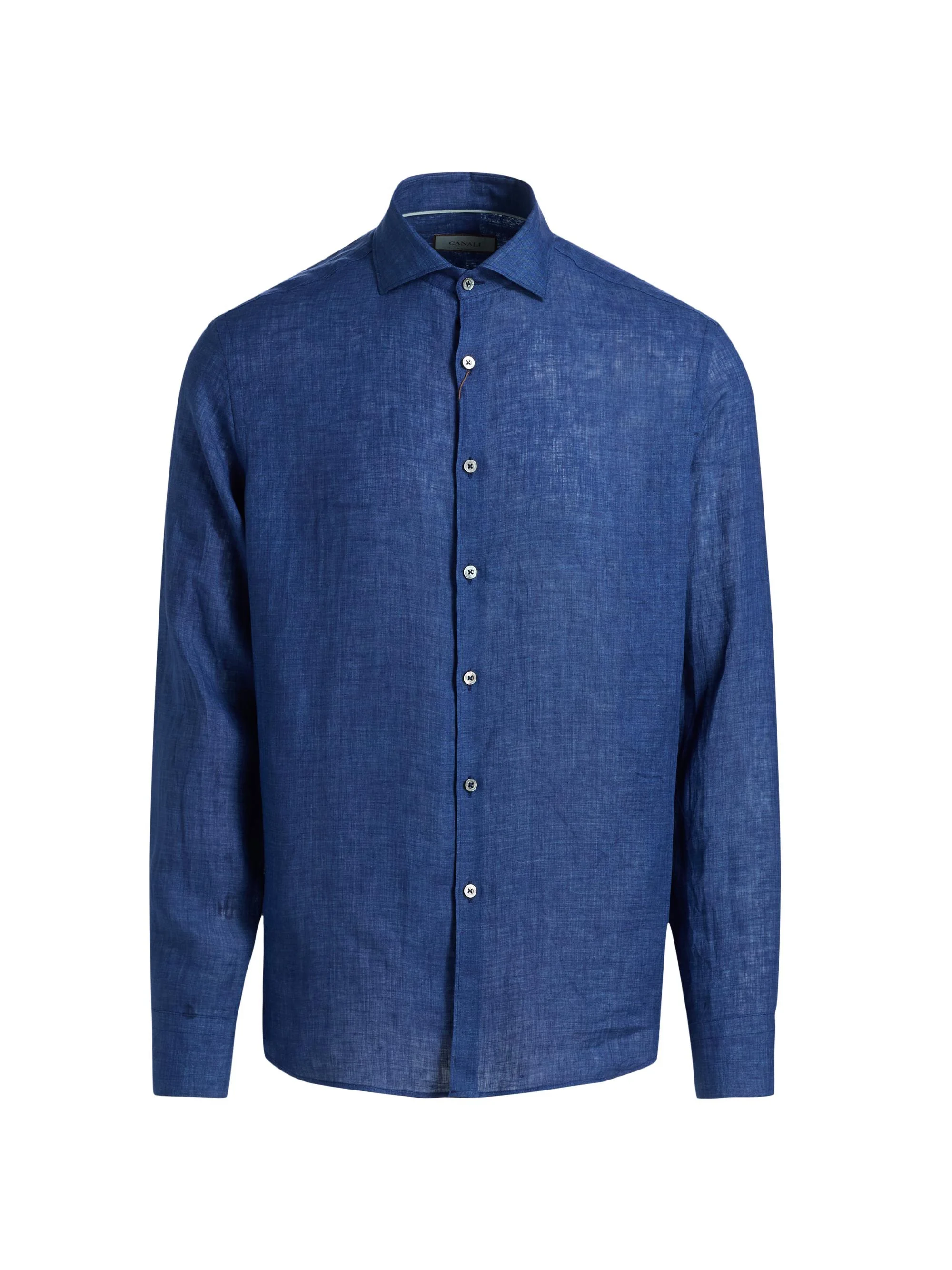 Men's Linen Button-Front Shirt - Navy - 1