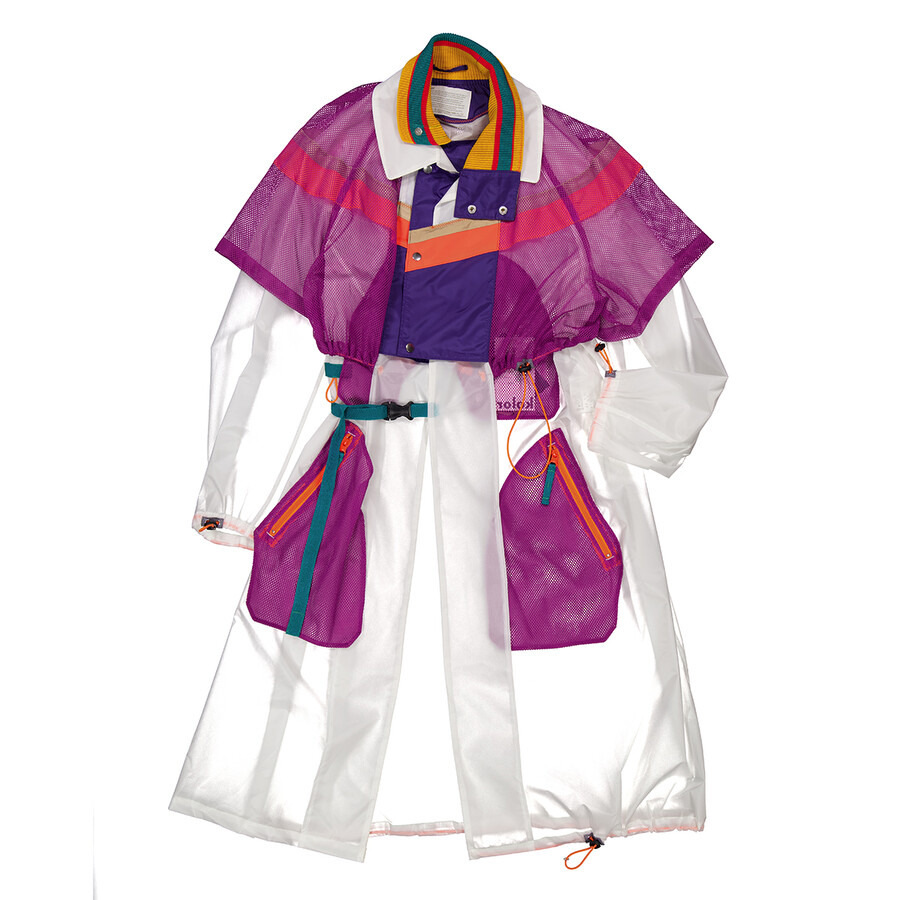 Kolor Men's White Layered Cape Style Coat, Brand Size 1 (Small) - 4