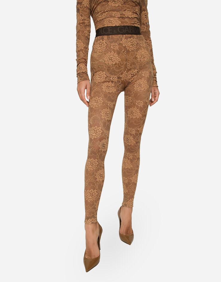 Lace leggings with branded elastic - 4