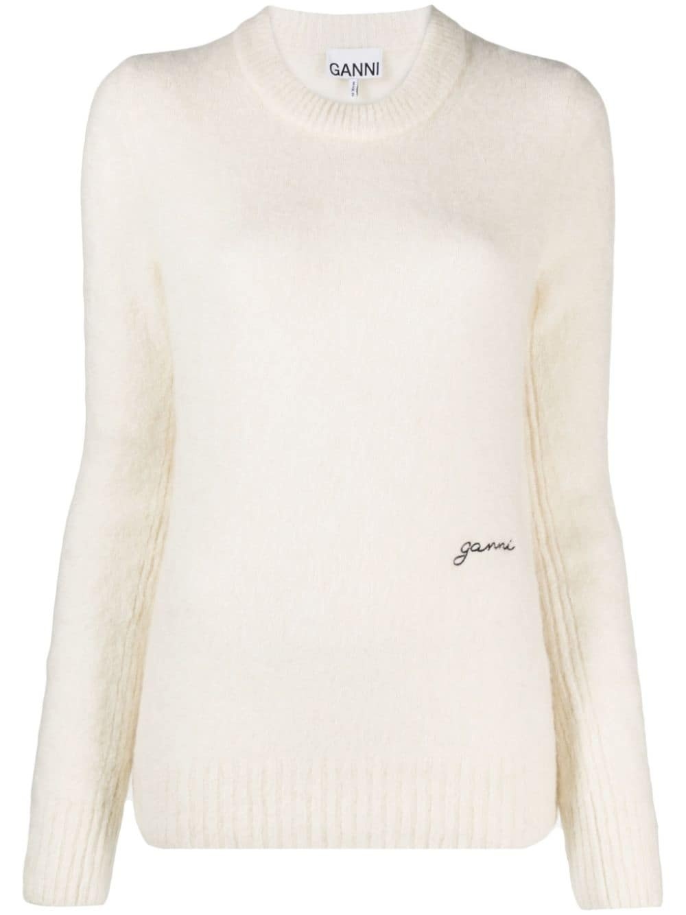 logo-embroidered wool-blend jumper - 1