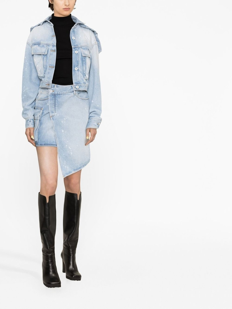 Off-White distressed cropped denim jacket outlook