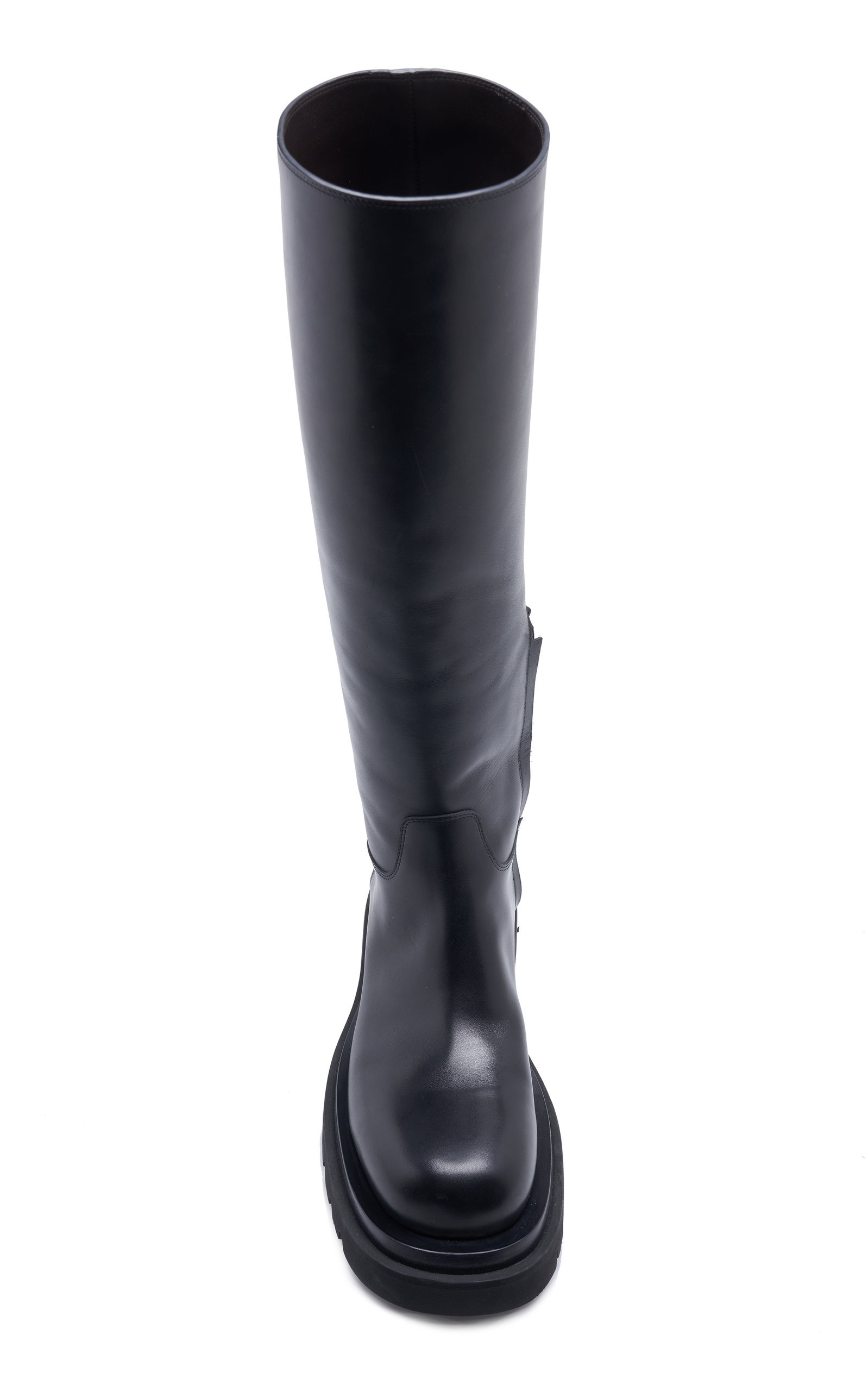 Lug-Sole Leather Knee Boots black - 4