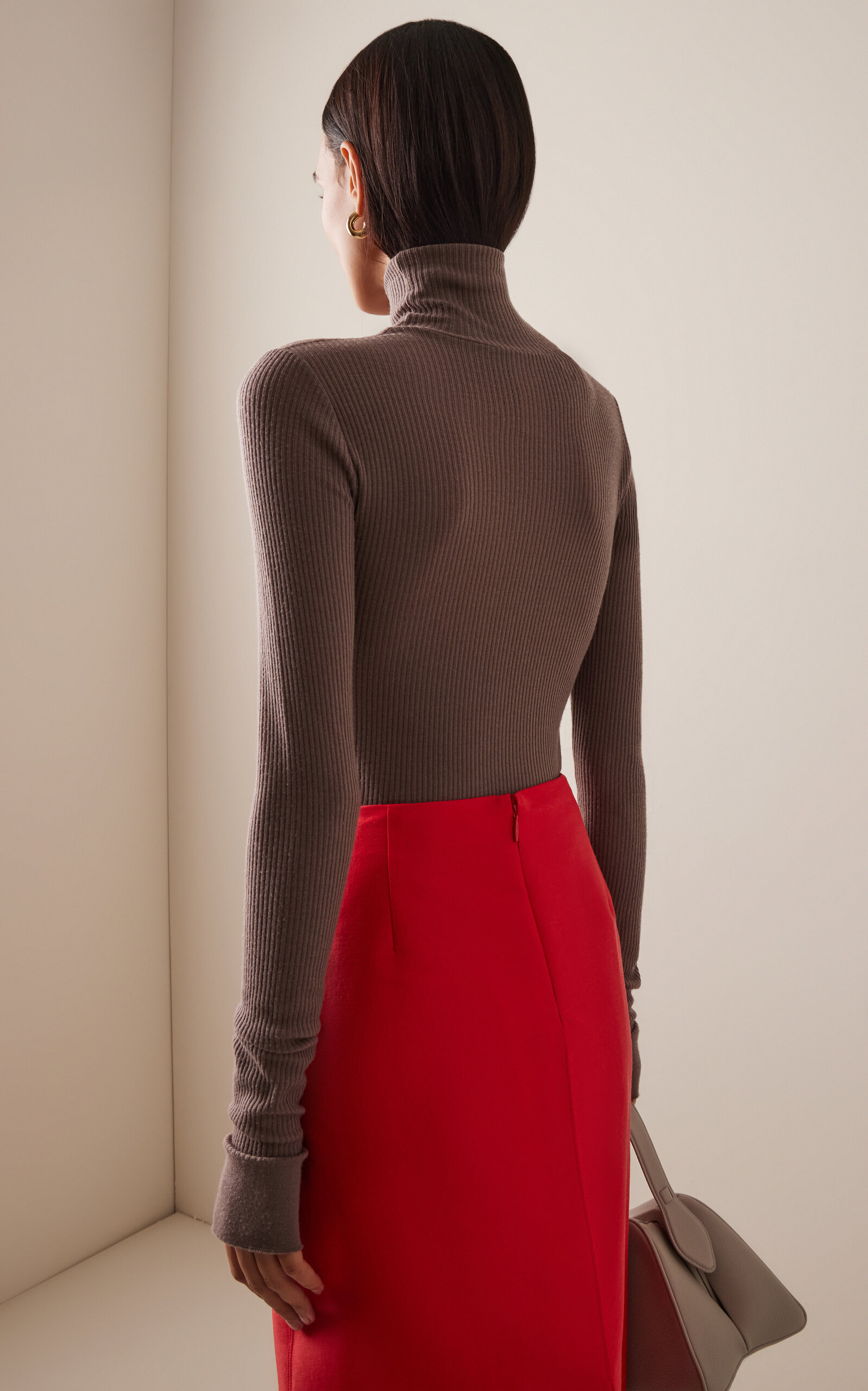 Seamlesss High-Neck Wool Top grey - 4