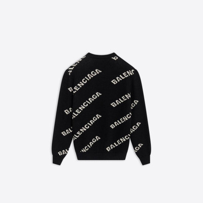 BALENCIAGA Men's Allover Logo Sweater in Black outlook