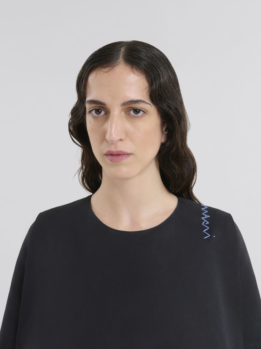 SHORT BLACK FLARED DRESS WITH MARNI SYMBOL - 4
