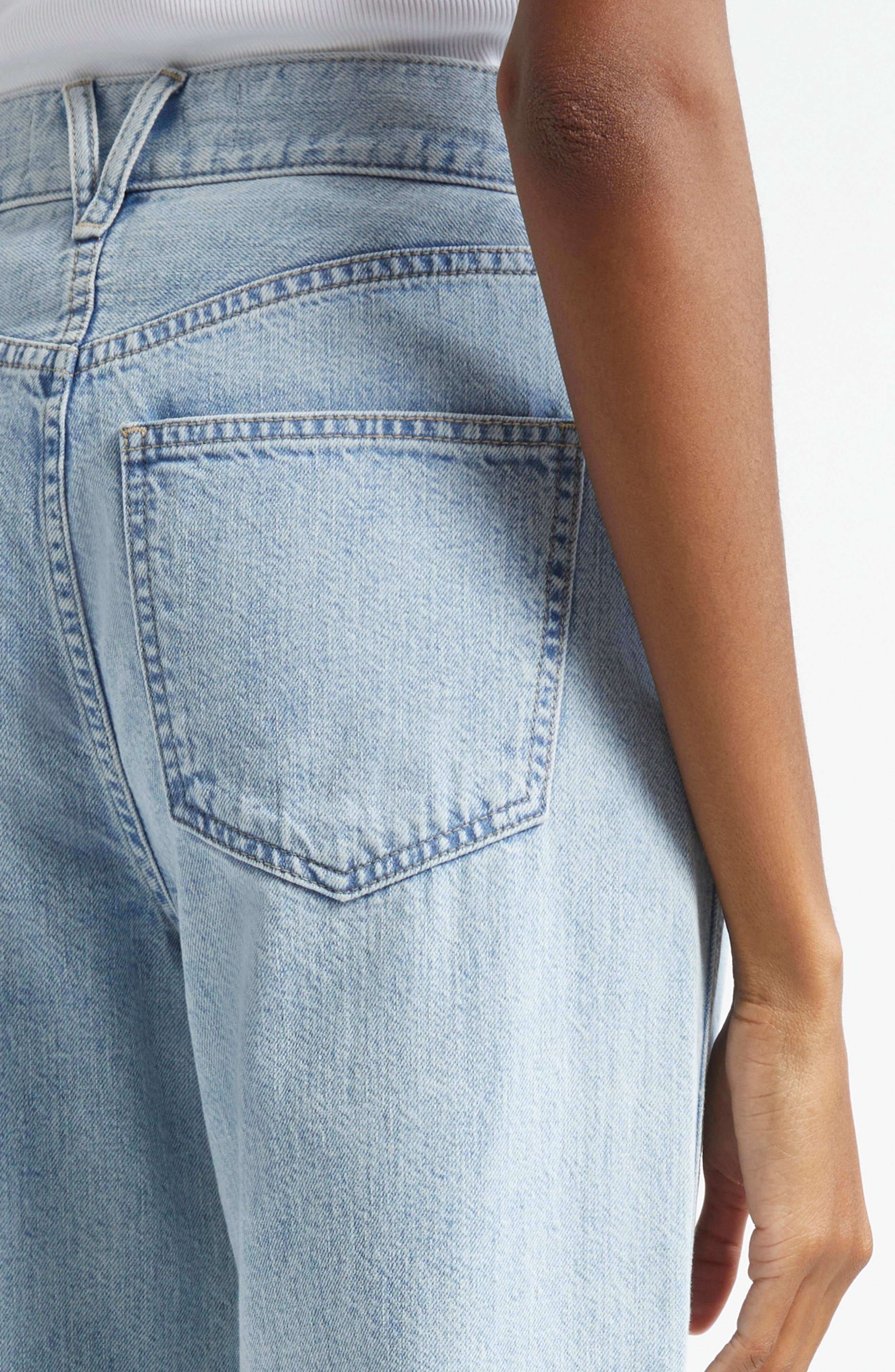 Veronica Beard Taylor Raw Hem High Waist Ankle Wide Leg Jeans in Pale Stone at Nordstrom - 5