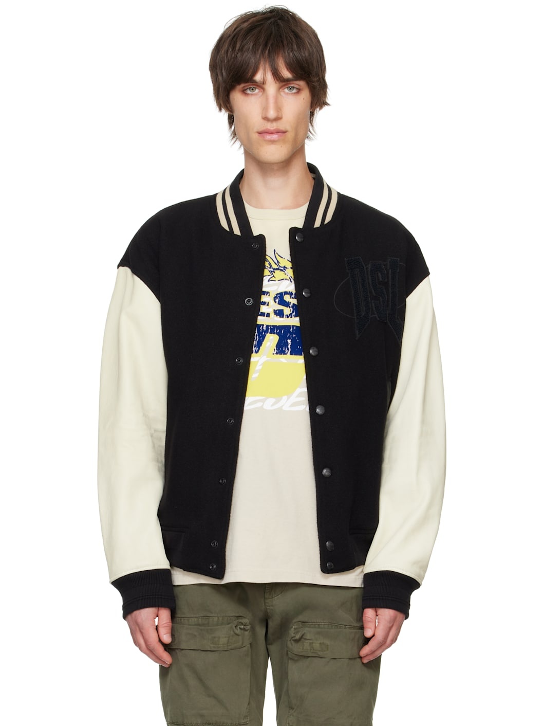 Black L-Nyman Bomber Jacket - 1