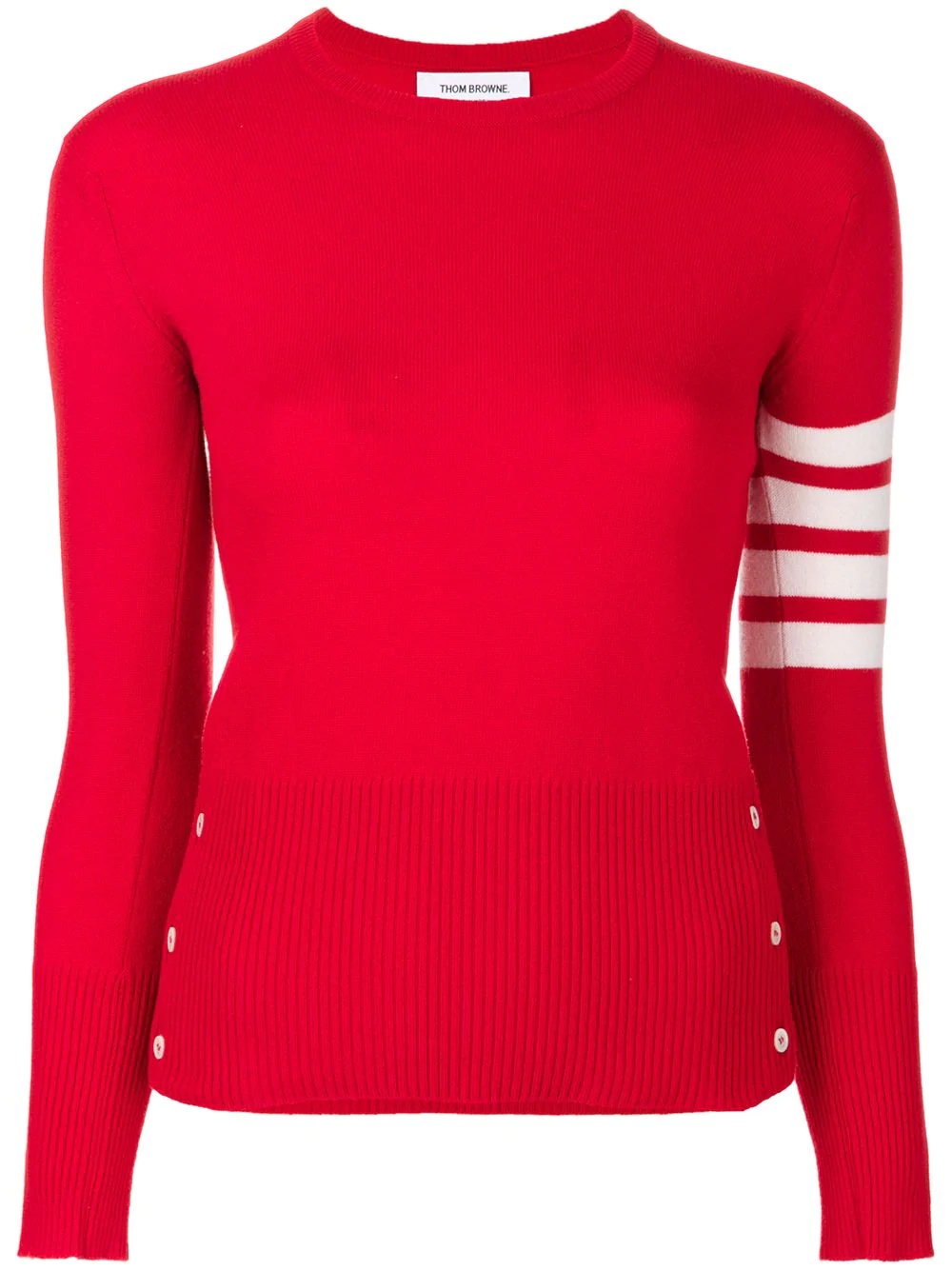 Classic crew neck Pullover Cashmere with 4-Bar Sleeve Stripe - 1