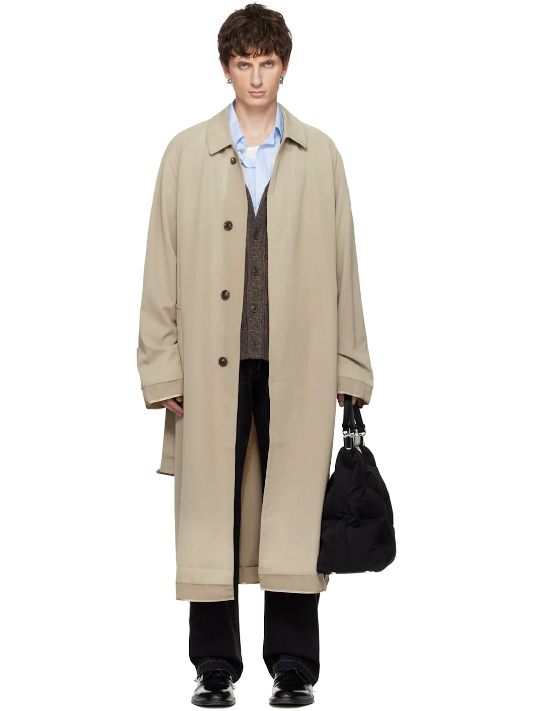 Beige Belted Trench Coat - 1