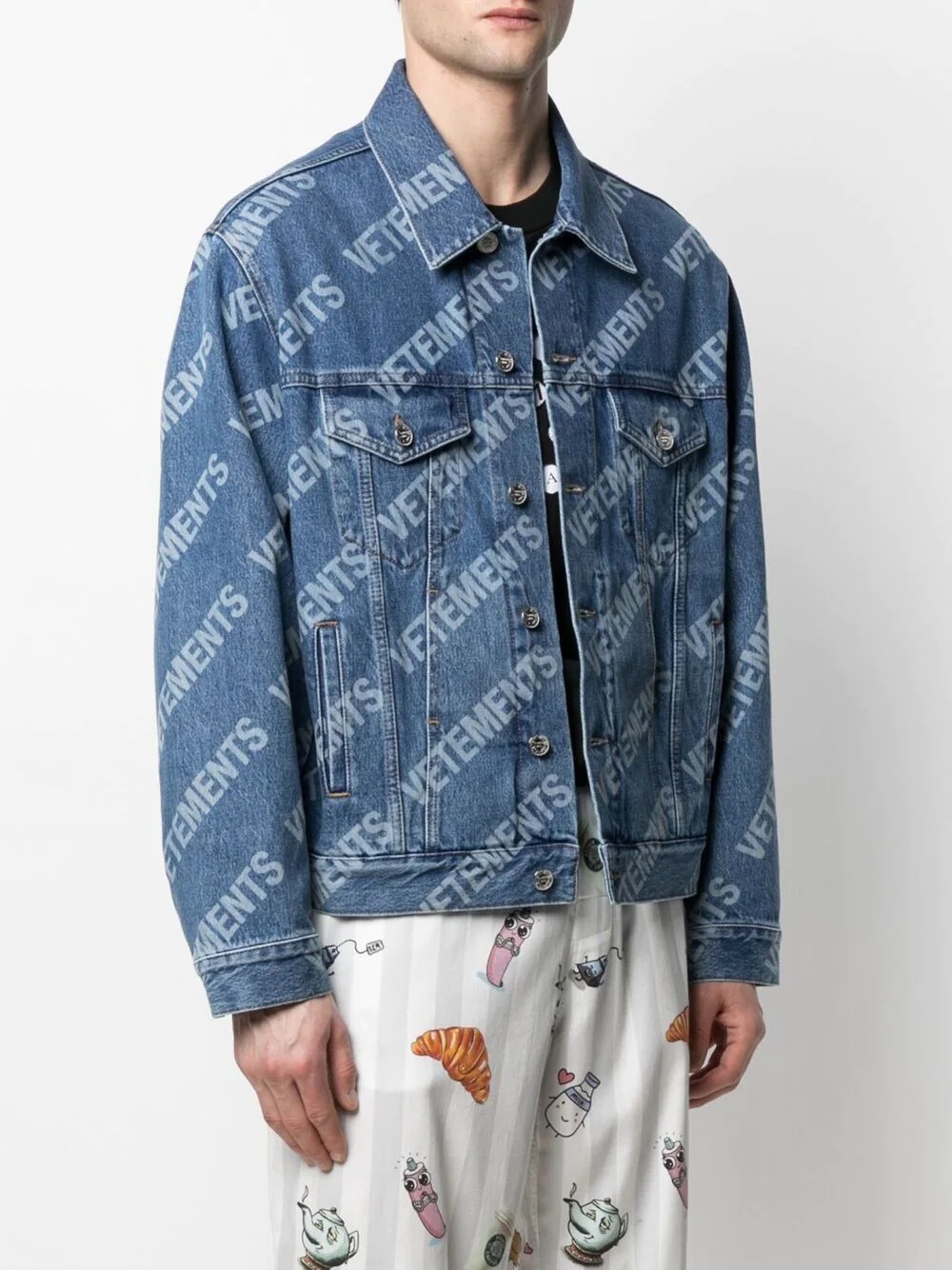 logo-print denim jacket - 4