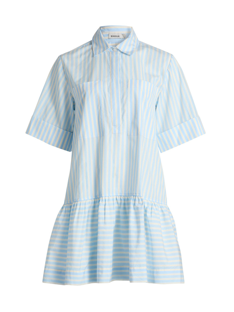 Women's Cris Striped Drop-Waist Shirtdress - Hydrangea Blue Stripe 1