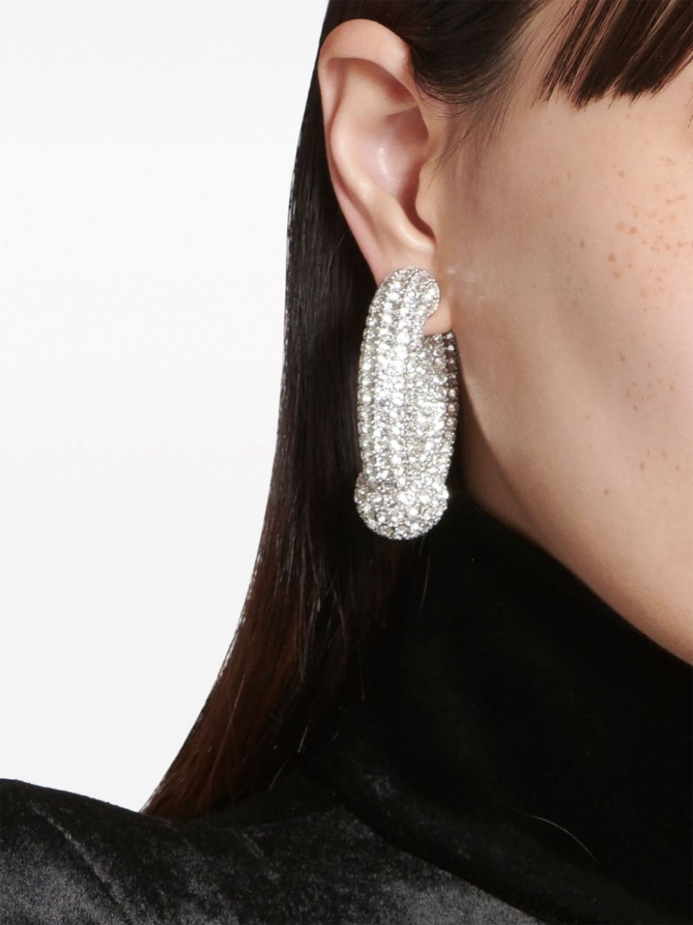 Mega rhinestone-embellished hoop earrings - 4