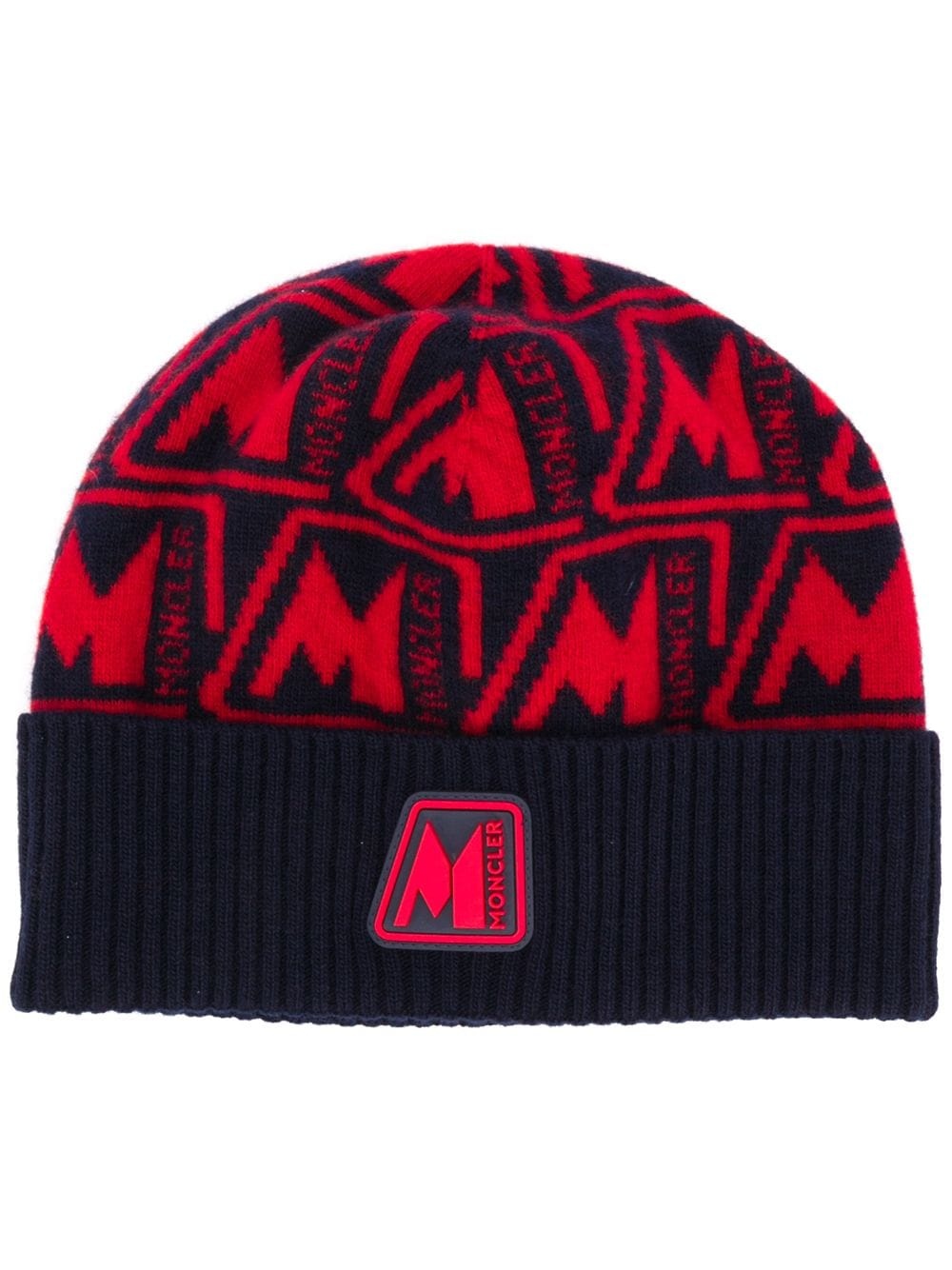 jacquard logo pattern beanie - 1