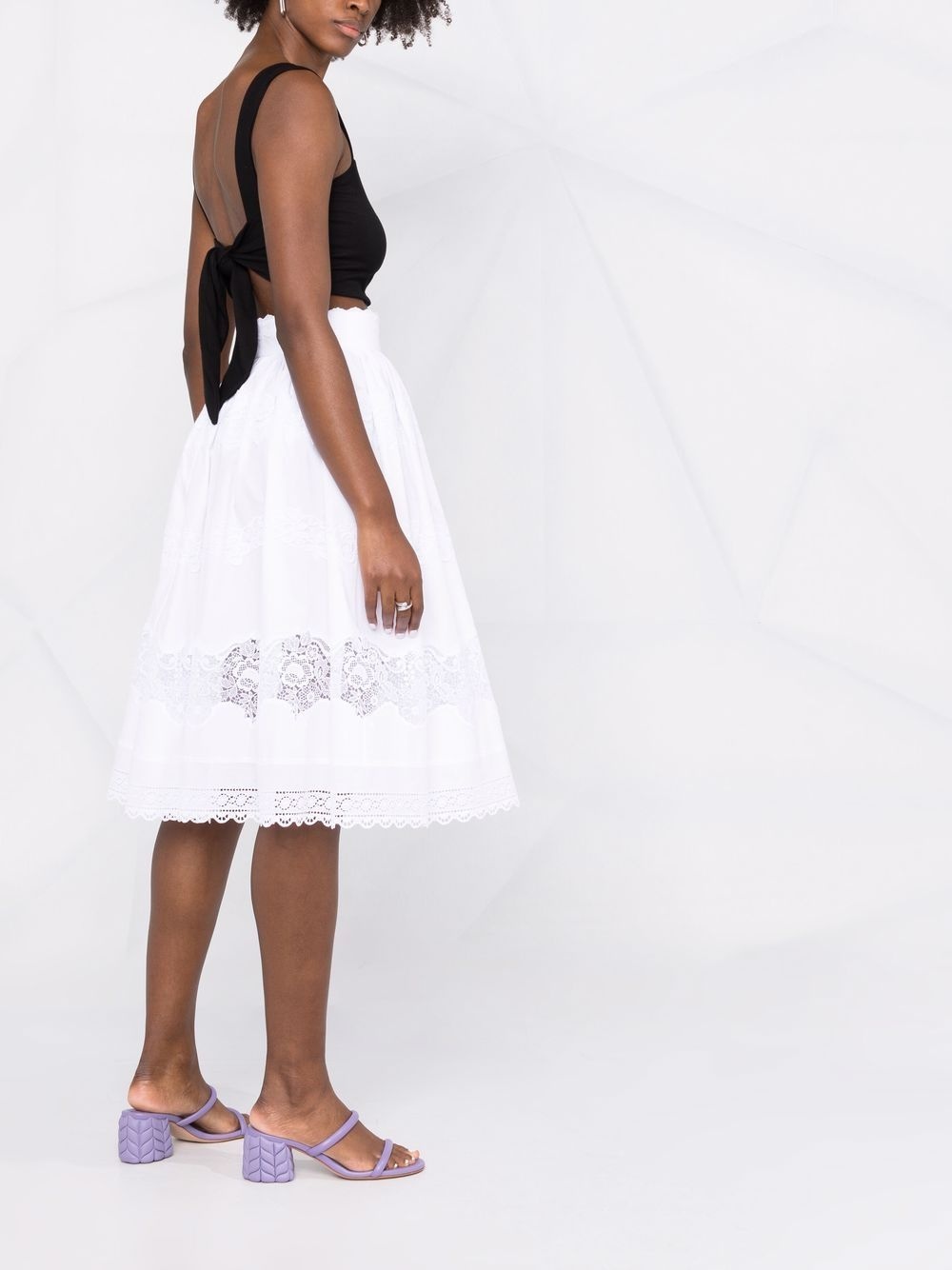 floral lace flared midi skirt - 4