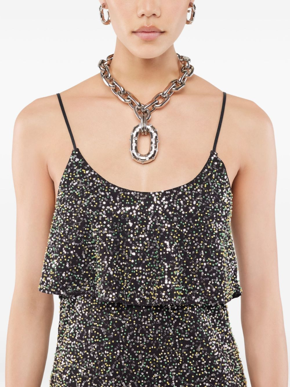 Iconic XL chain-link crystal-embellished necklace - 4