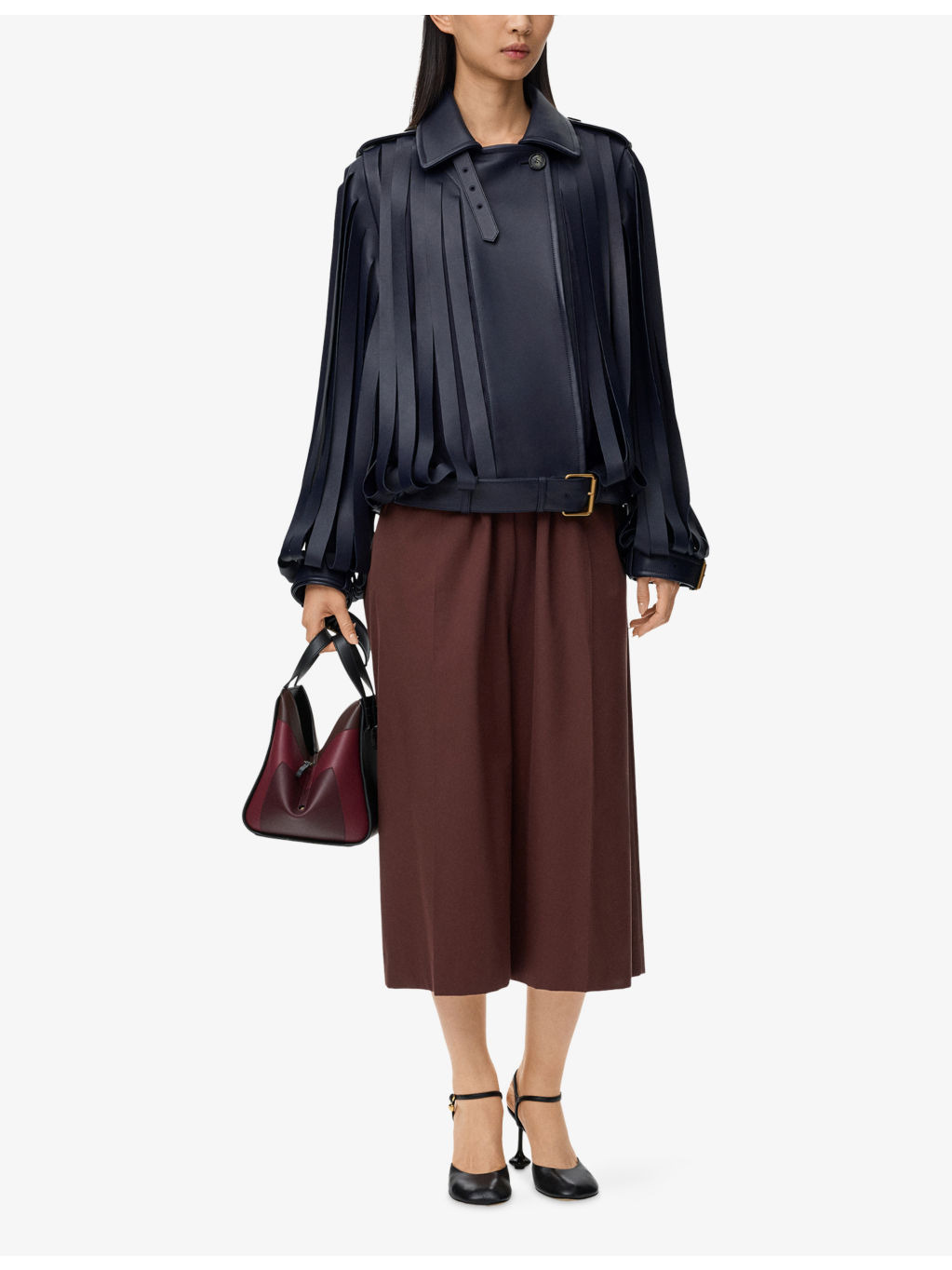 Cropped Belted Cotton-Silk Blend Trousers - 2
