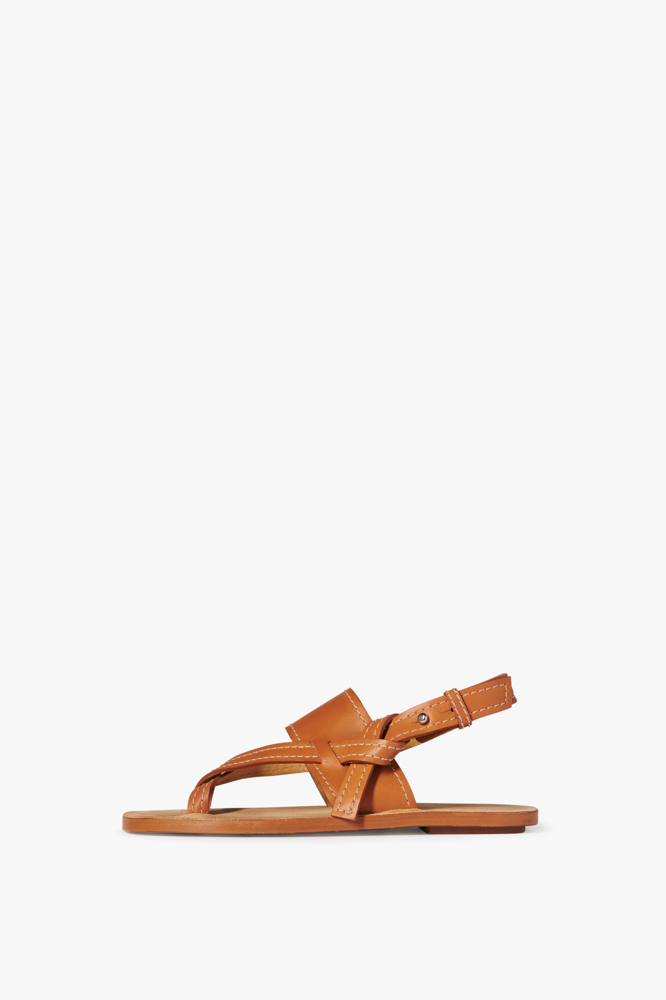 Eve Flat Sandal in Tan - 1