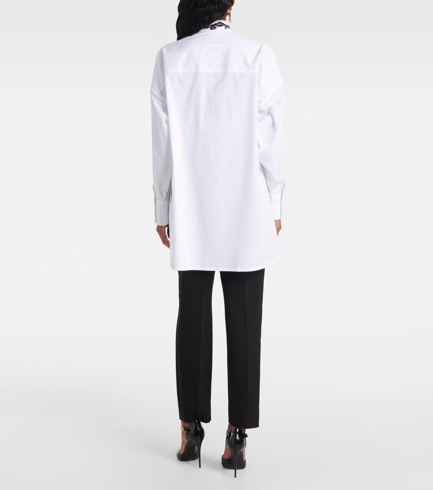 Lace-trimmed cotton shirt - 3