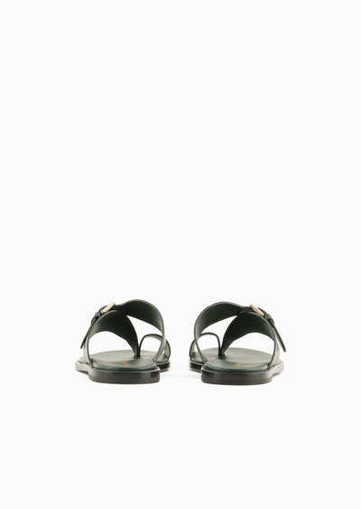 EMPORIO ARMANI Leather flip-flop sandals with buckle outlook